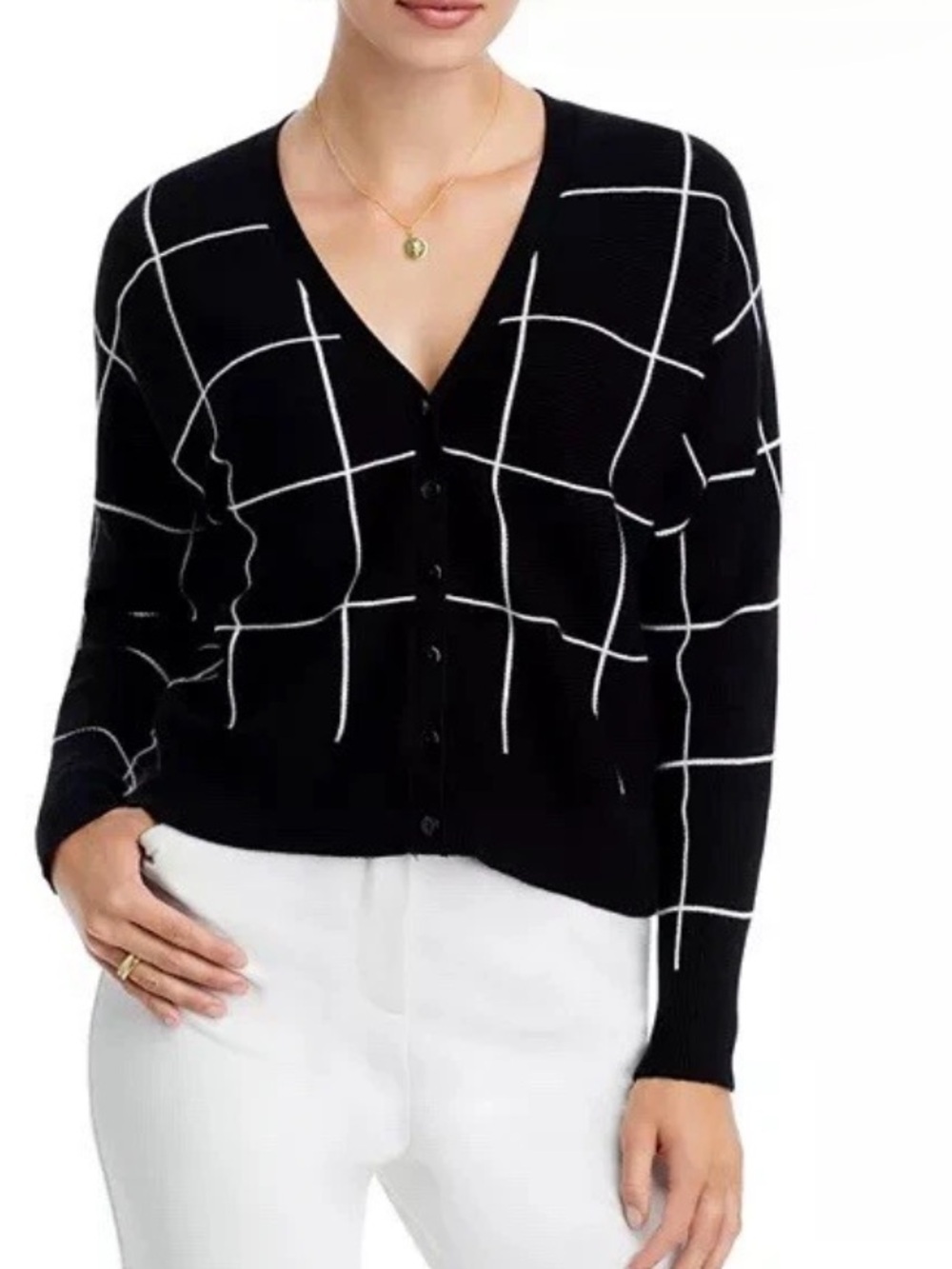 Philosophy black white checkered sweater
